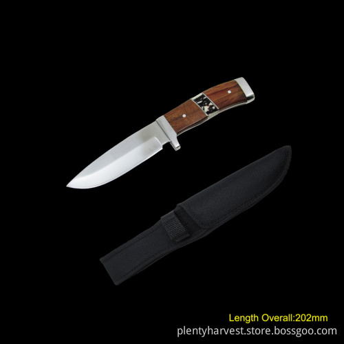 Fixed Blade Knife with Wooden Handle (#3765)